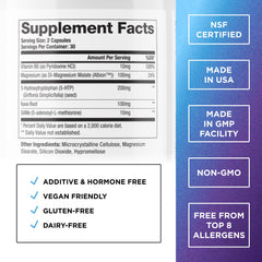 Close-up of bottle label showing 60 capsules and 30 servings