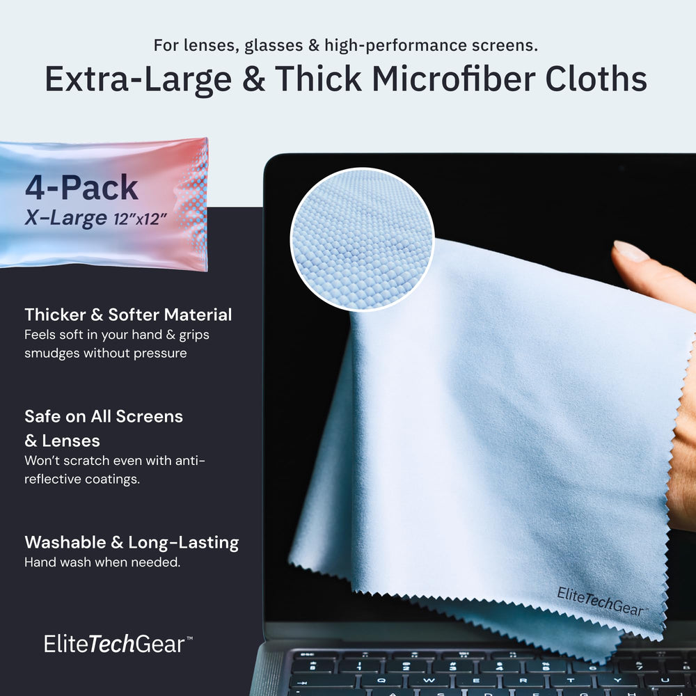 Blue microfiber cleaning cloth for eyeglasses and screens close-up