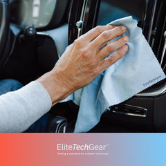 Pack of 4 Elite Screens microfiber cleaning cloths in blue