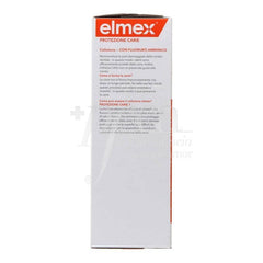 Close-up of Elmex bottle cap and labeling