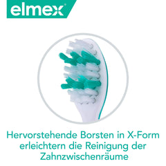 Ergonomic handle with soft thumb stop on ELMEX toothbrush