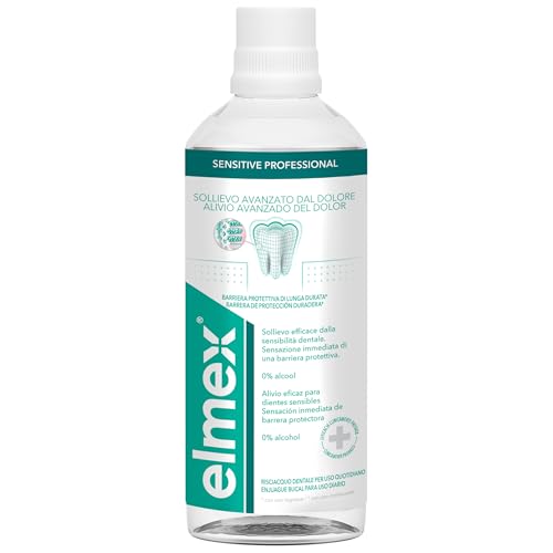 Elmex Sensitive Plus Mouthwash 400ml bottle - label close-up