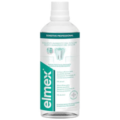 Elmex Sensitive Plus Mouthwash 400ml bottle - label close-up