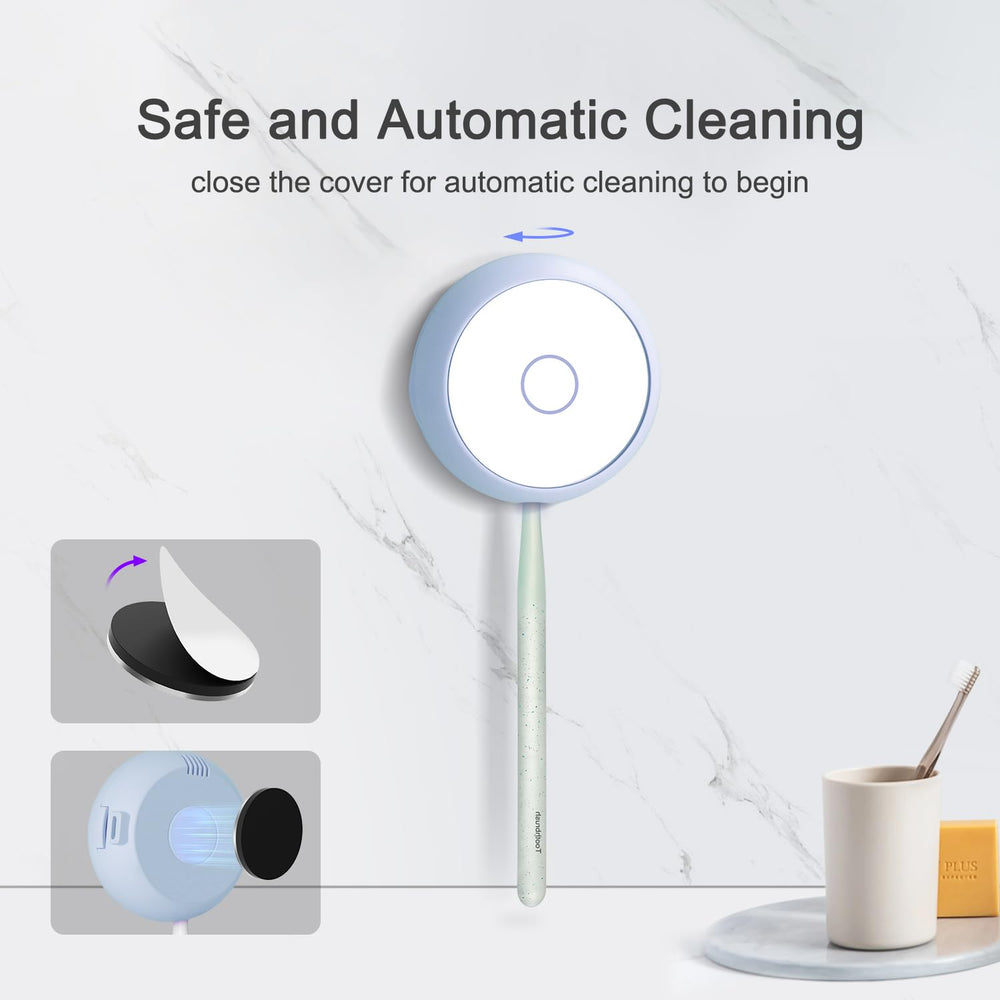 Compact portable travel toothbrush holder in blue-mirror finish