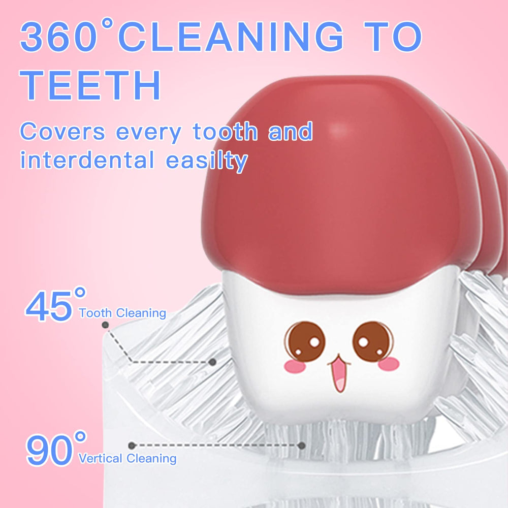 Toothbrush demonstrating 360-degree cleaning with U-shaped head