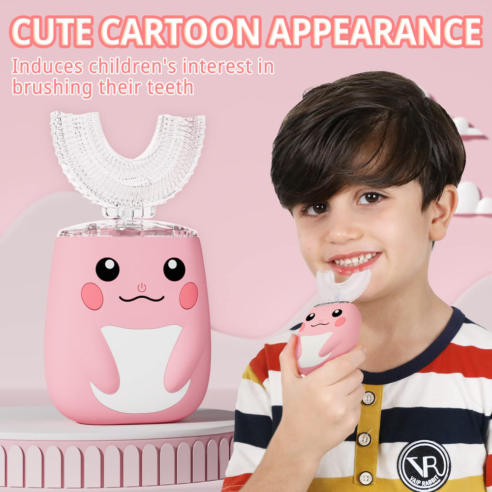 Pink U-shaped brush head close-up