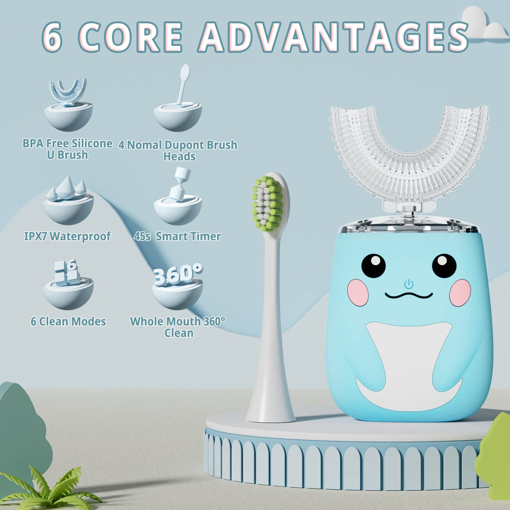 Four normal brush heads and two U-shaped brush heads