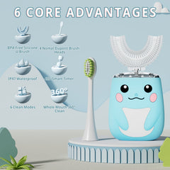 Four normal brush heads and two U-shaped brush heads