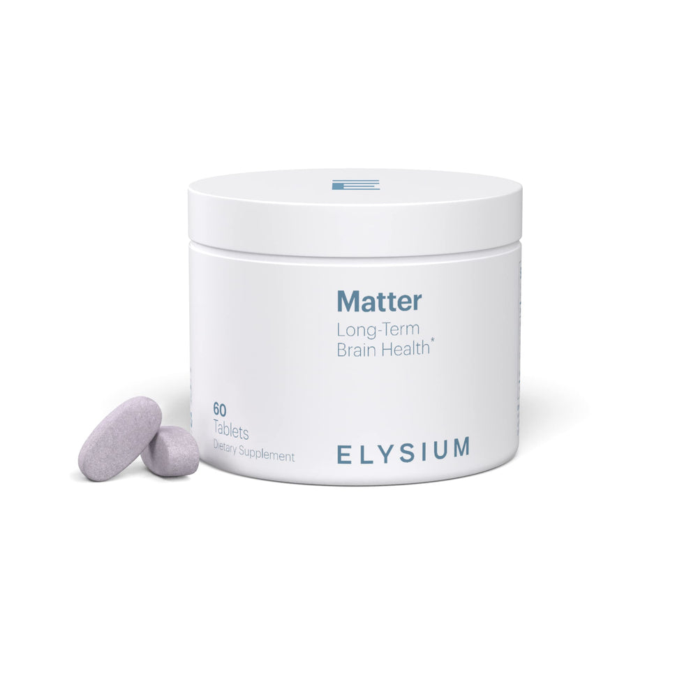 ELYSIUM Matter bottle and packaging showing 30 servings
