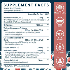 Packaging highlighting urinary tract health for women