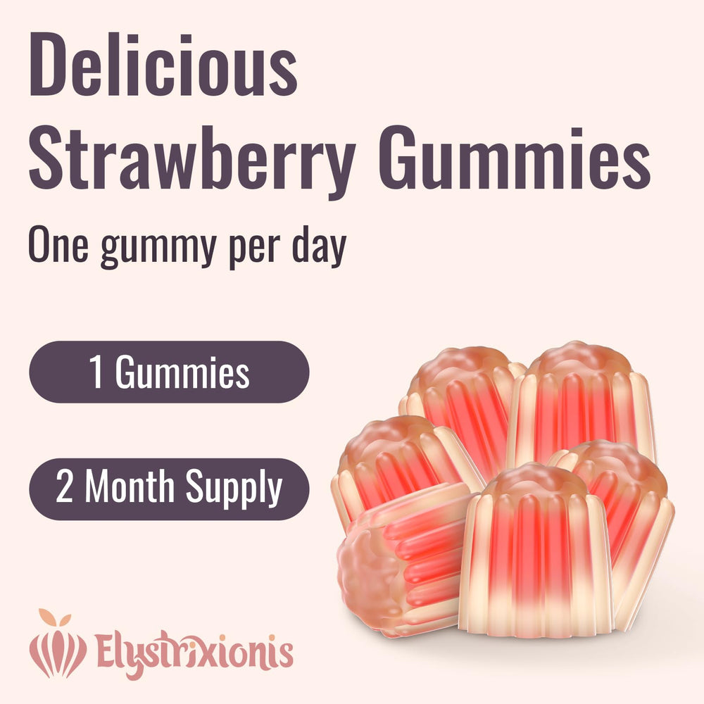 Elystrixionis strawberry gummy packaging 60-count