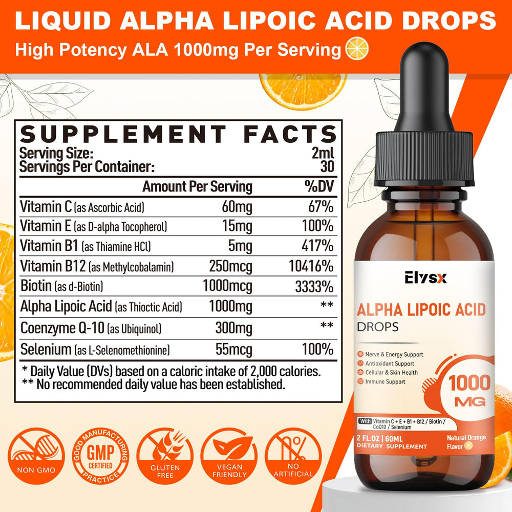 2 ml dosing dropper for ALA liquid drops under tongue