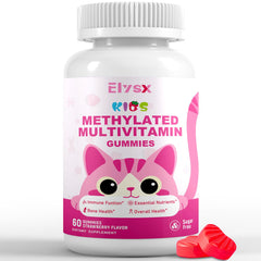 Elysx Kids Methylated Multivitamin Gummies bottle with Strawberry flavor