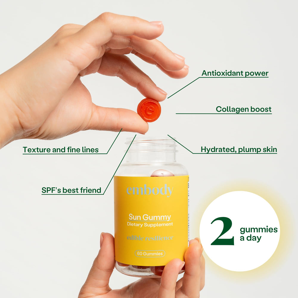 Fern extract and antioxidants in gummy form for anti-aging skin support.