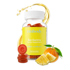 Hero image of Embody Antioxidant Sun Gummy in orange-pineapple flavor (60 count).