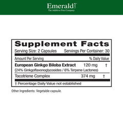European Ginkgo Biloba extract serving on bottle