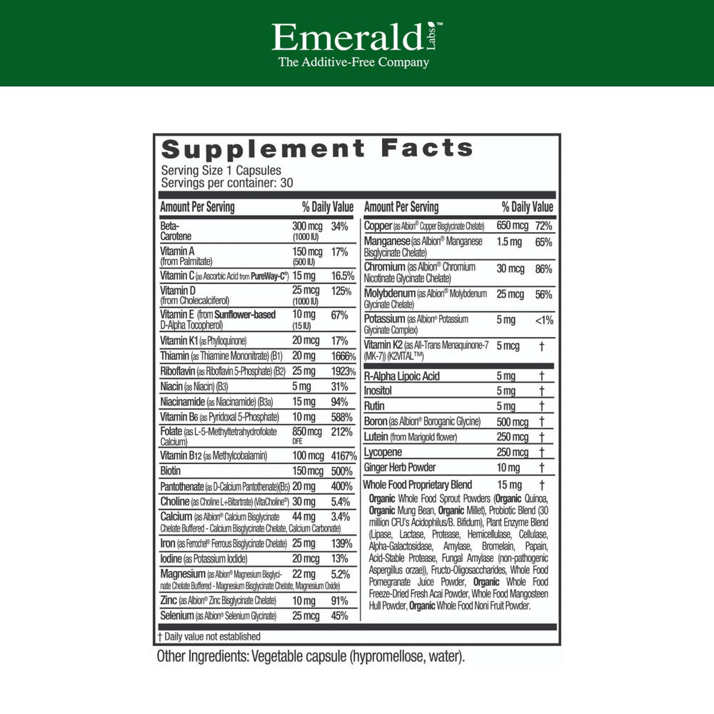 Vegetable capsules for Emerald Labs prenatal multivitamin