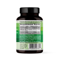 Close-up of Emerald Labs Vitamin D3 bottle label