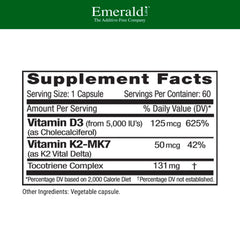 Lab-verified Vitamin D3+K2 absorption-boosting formula
