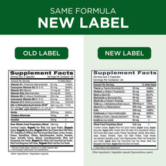 Ingredient list highlighting methylated folic acid