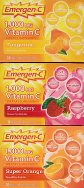 Emergen-C 1000mg Vitamin C 90-pack box in a three-variety carton set