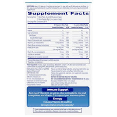 Ingredients and vitamin details for the Berry Lemonade crystals