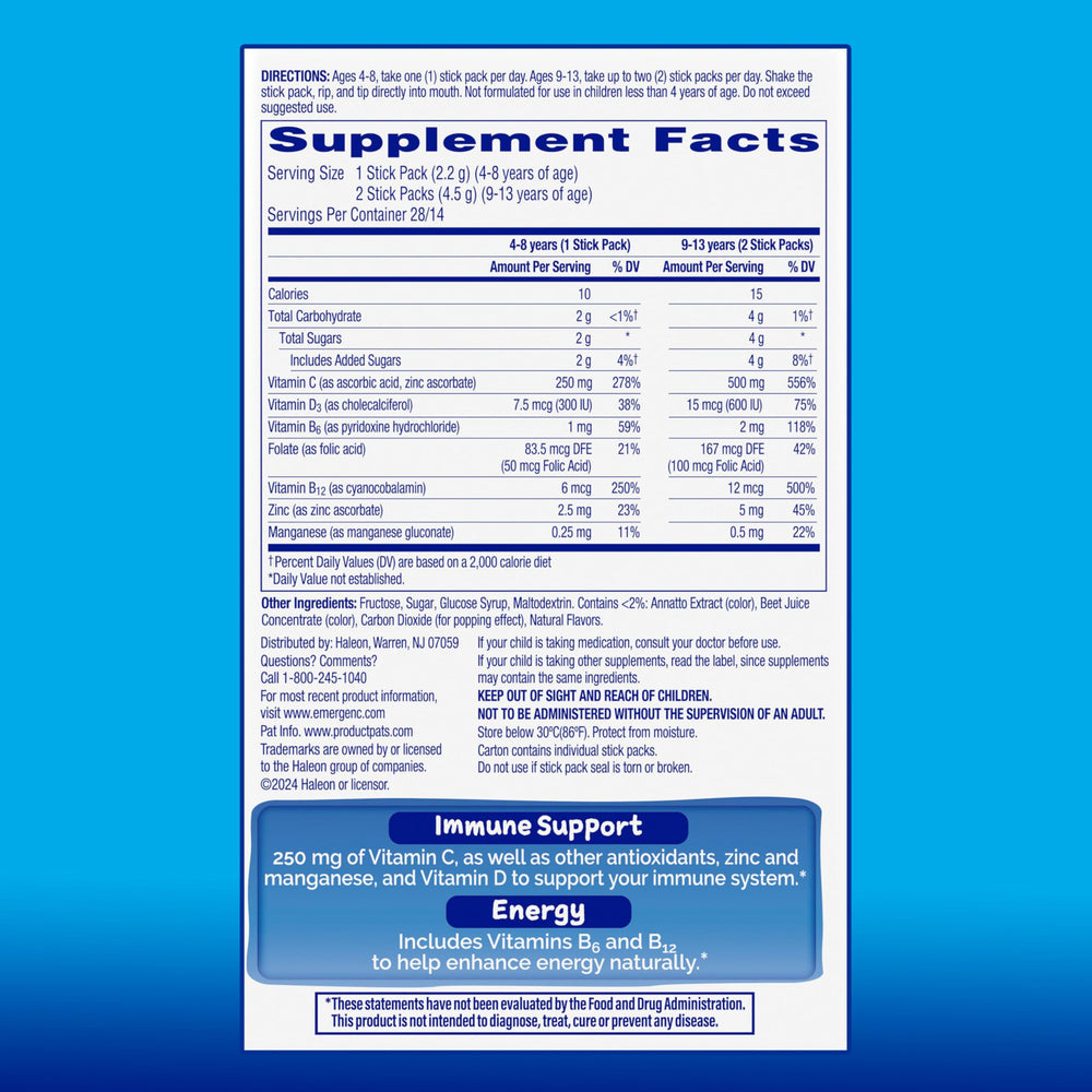 On-the-go packets shown fitting into a pocket and bag