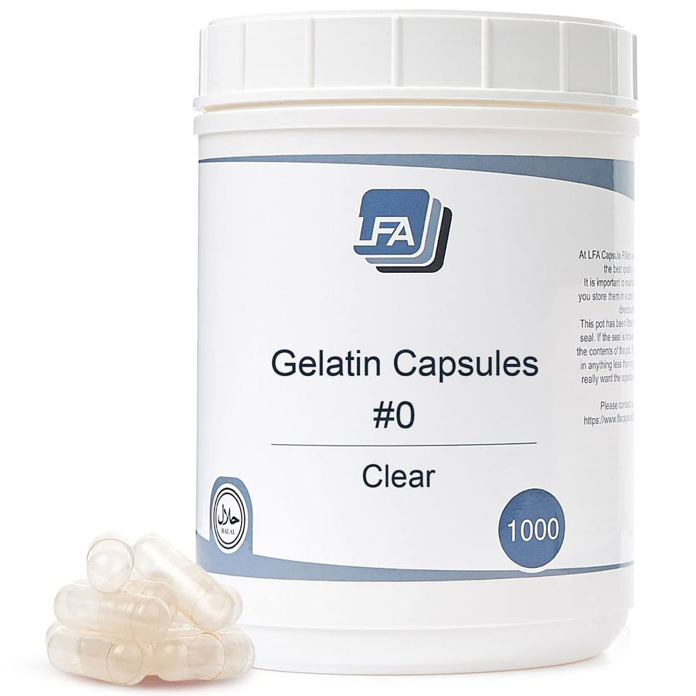 Empty gelatin capsules, size 0, 1000-count package