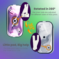 Top view of the floss pick holder showing its opening