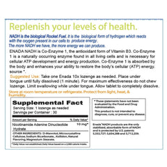 ENADA 10X NADH sublingual bottle demonstrates fast-acting energy for study sessions.