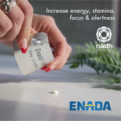 ENADA 20x NADH bottle on desk for convenient daily energy management.