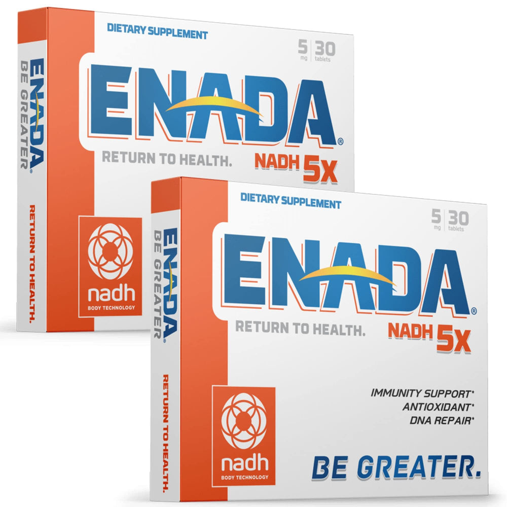 Enada NADH 5mg supplement bottle with reduced NAD