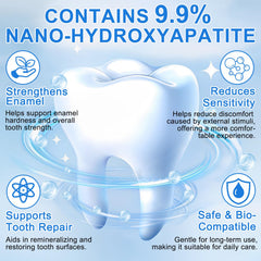 Close-up demonstrating enamel repair using hydroxyapatite technology
