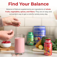 Encapsulated and bottled Balance of Nature Fruits supplement