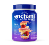 Enchant Collagen Powder Strawberry Banana flavor bottle and scoop