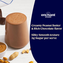 Pouring scoop of chocolate peanut butter protein powder