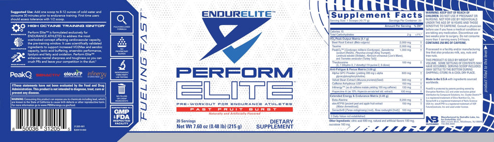 EndurElite Perform Elite tub close-up highlighting Winning Watermelon flavor fueling endurance.