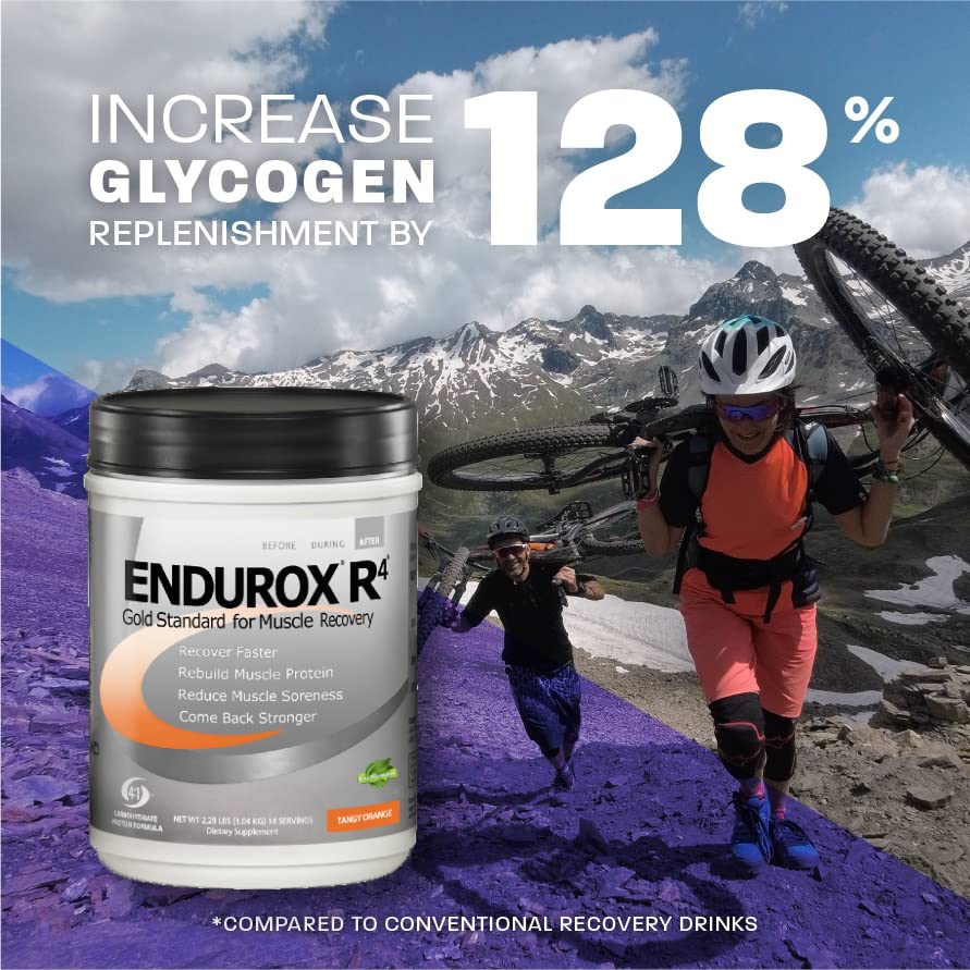 Endurox R4 chocolate bag on shelf highlighting muscle recovery