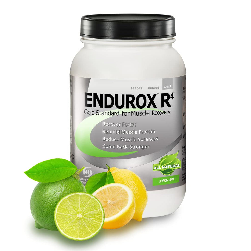 Endurox R4 lemon-lime bottle for post-workout recovery and hydration
