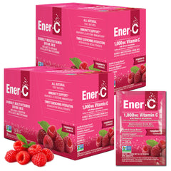 Ener-C Raspberry multivitamin drink mix packets front view