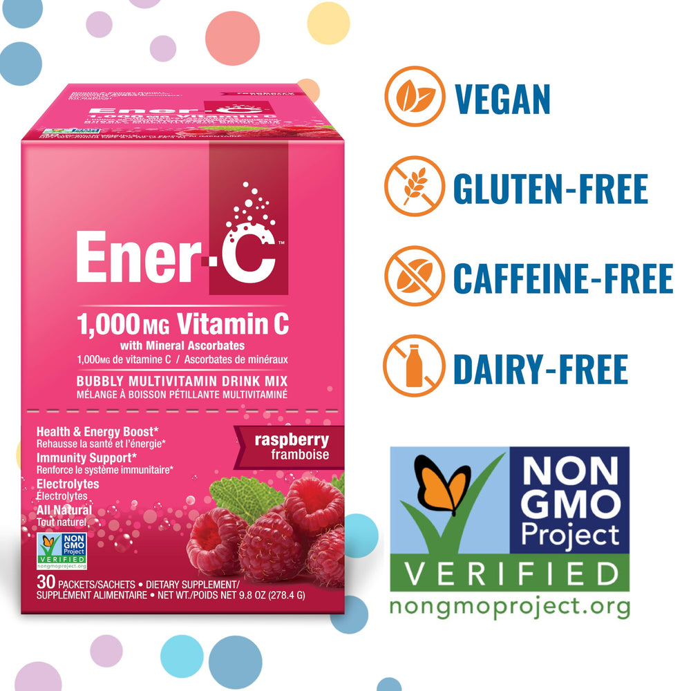Ener-C Raspberry hydration packets close up