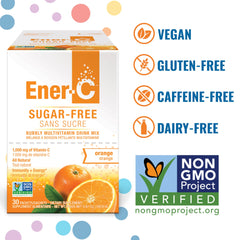 Ener-C Sugar Free Orange back packaging with nutrition