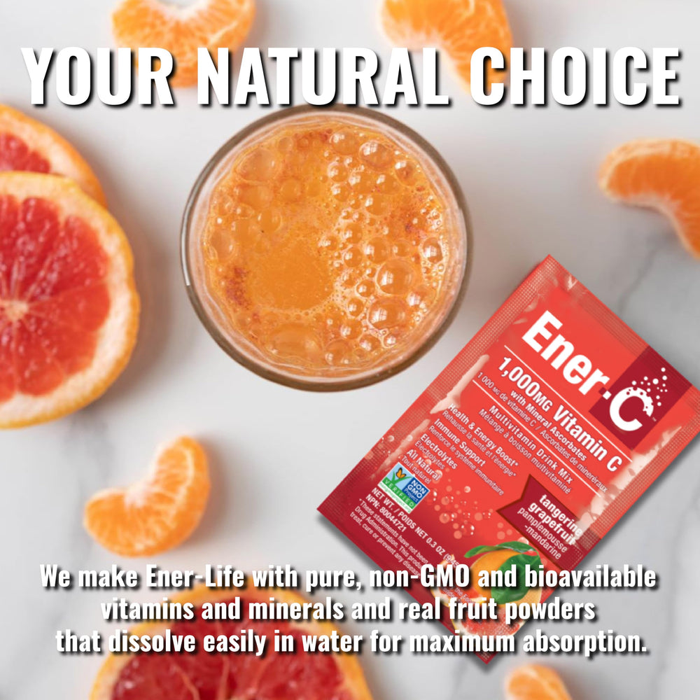 Single Ener-C powder packet for on-the-go use