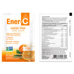 Vegan, Non-GMO, Gluten Free, zero sugar attributes of Ener-C Sugar Free Orange mix