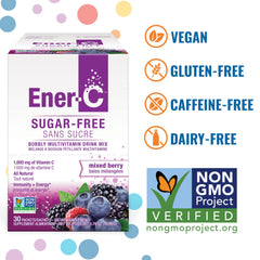 Ener-C Berry flavor packaging and powder sachets
