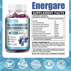 Vibrant Energare glucosamine chondroitin gummies in fun shapes