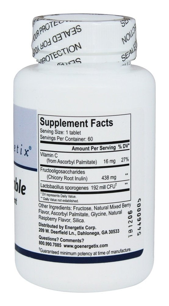 Serving size 1 tablet on Energetix Flora Chewable label
