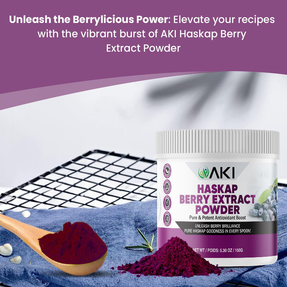 Energy boost concept banner for AKI Haskap Berry Extract Powder