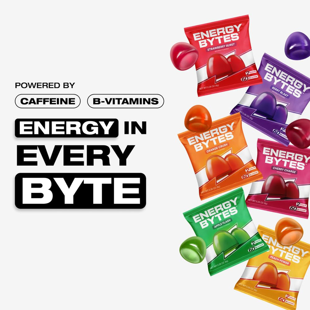 Energy Bytes Caffeine Gummies running use showing athletes fueling during a jog.