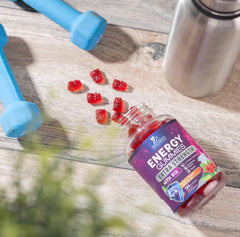 60-count berry flavor energy gummies container